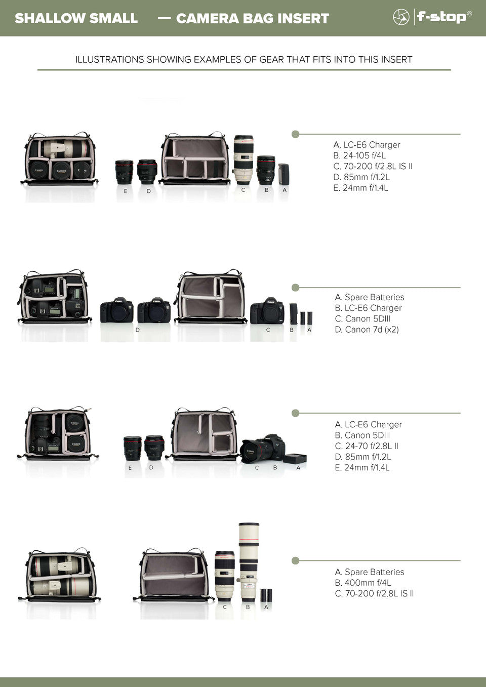 ICU - Shallow Small  Camera Bag Insert and Cube